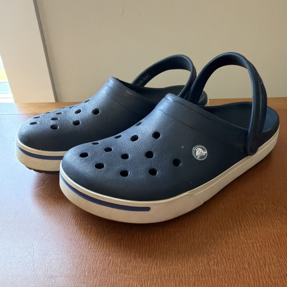 CROCS Crocband Platform Iconic Comfort Clog Slip On Shoe Women 10 Men 8 Navy